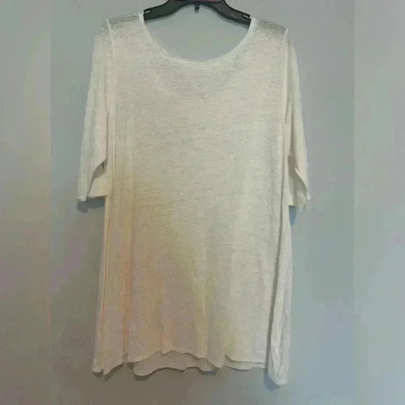 Eileen Fisher  Size L White  100% Linen Sequin  Boho Tunic - Picture 5 of 5